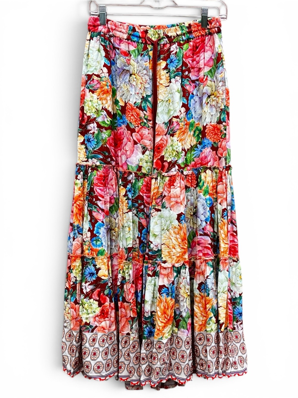 Flowy Floral Tiered Wide Leg Boho Pant - Multicolor NWOT
